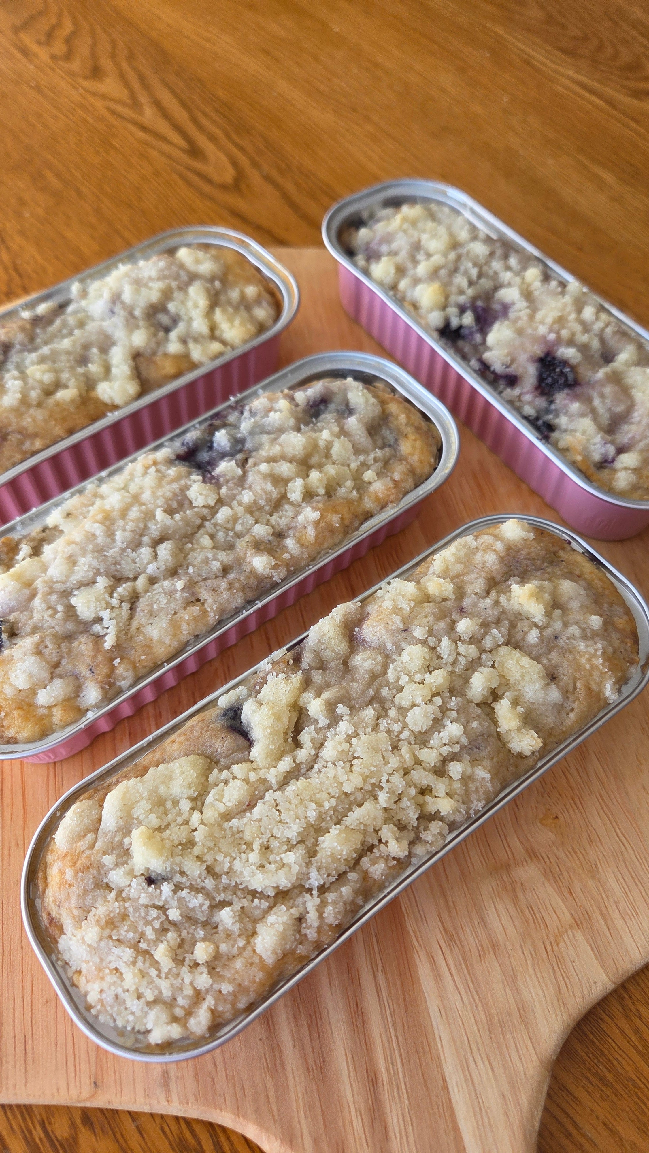 Blueberry bread with a streusel topping.